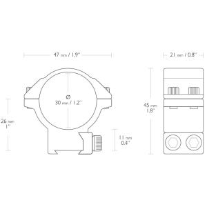 Купить Кольца Hawke Match Mount. d - 30 мм. Medium. "Ласточкин хвост"  Фото 1
