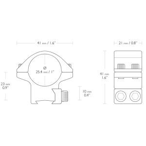 Купить Кільця Hawke Match Mount. d – 25.4 мм. Low. "Ластівчин хвіст"  Фото 1