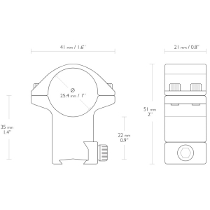 Купить Кільця Hawke Match Mount. d – 25.4 мм. High. "Ластівчин хвіст"  Фото 1