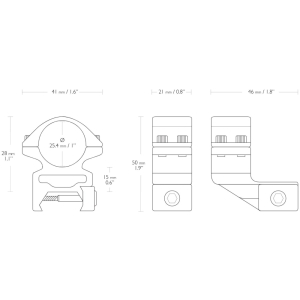 Купить Кольца Hawke  Match с выносом 25 мм. d - 25,4 мм. High. Weaver  Фото 1