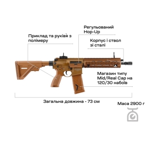 Купить Гвинтівка страйкбольна Umarex Heckler & Koch HK416 A5 AEG 6 мм Coyote  Фото 4