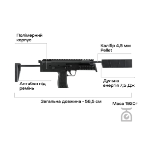 Купить Umarex Heckler & Koch MP7A1 SD 4,5 мм Pellet  Фото 5