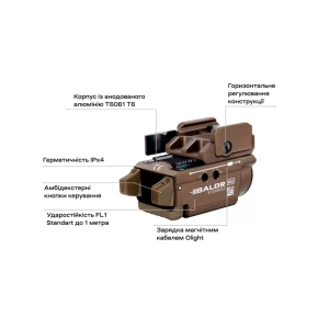 Купить Ліхтар з ЛЦВ Olight Baldr Mini Green Laser Desert Tan  Фото 14