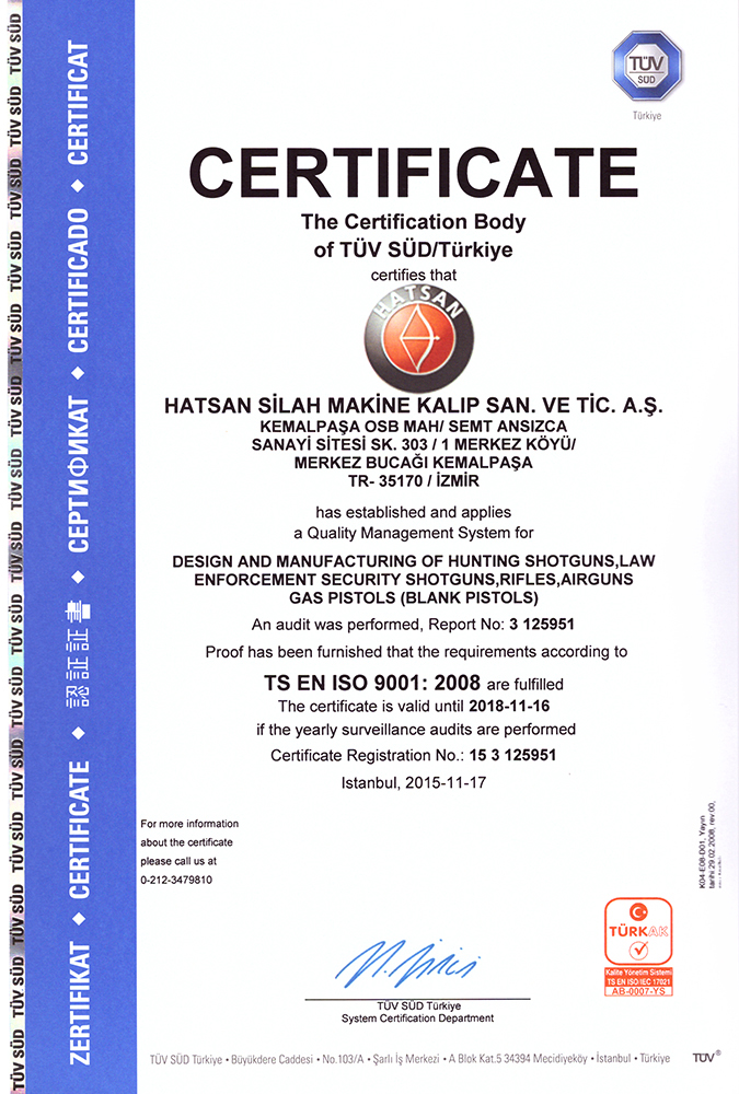 Hatsan сертифікат